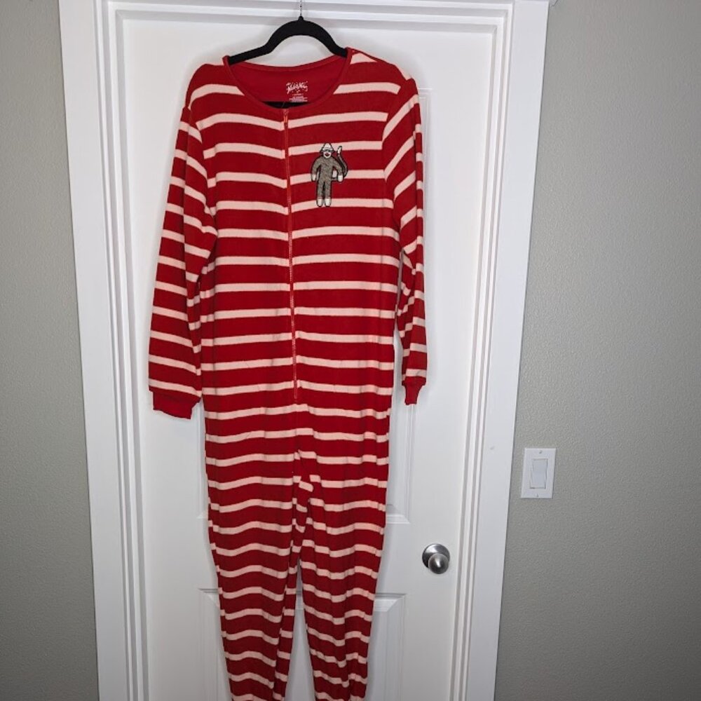 Nick & Nora Sock Monkey One Piece PJ's Size Medium